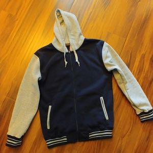 MENS HOODIE JACKET BLUE & GREY